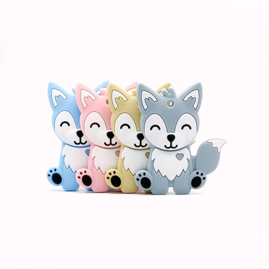 

Mixed Color 10PCs Animal Pattern BPA Free Baby Teether Food Grade Silicone Nursing Chew Charms Tooth Toys DIY Nipple Chain