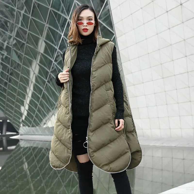 CHICEVER 2018 Winter Waistcoat For Women's Vest Female Gilet Hooded Asymmetric Hem Women's Sleeveless Jacket Fashion Casual Tide