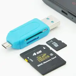 1 шт. 2 в 1 USB 2,0 OTG адаптер для чтения карт памяти Универсальный Micro USB TF SD кард-ридер для ПК телефона компьютера ноутбука