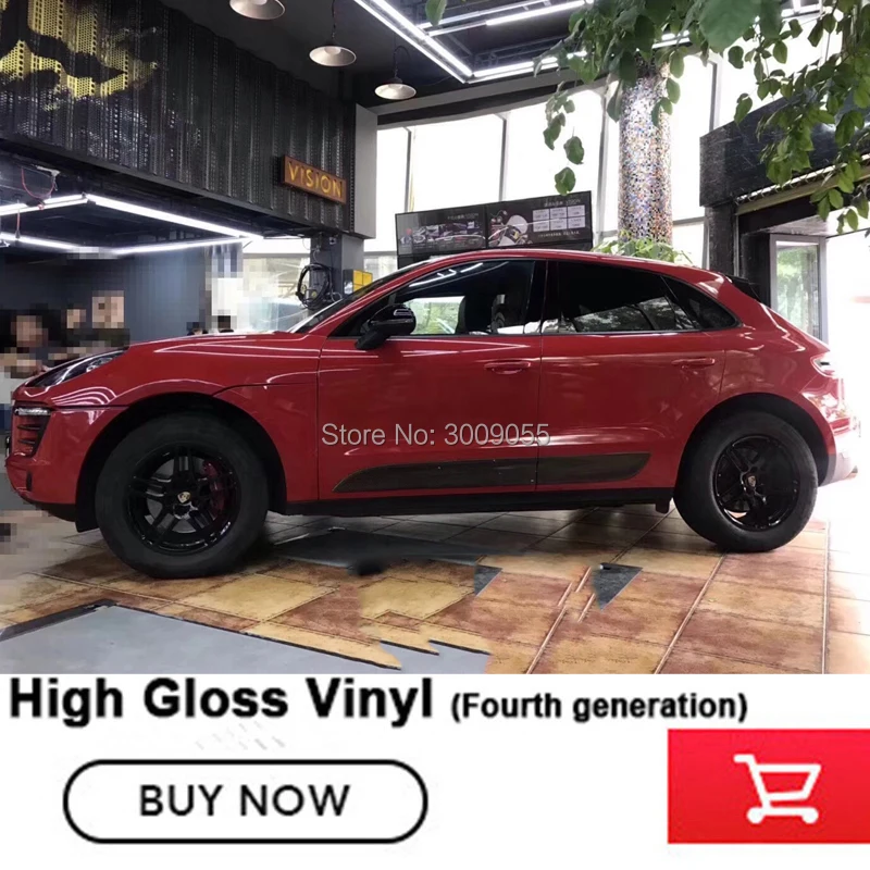 

The fourth generation High Gloss Cardinal Red Glossy Vinyl Wrap For Car Wrap with air release channels solvent based adhesive