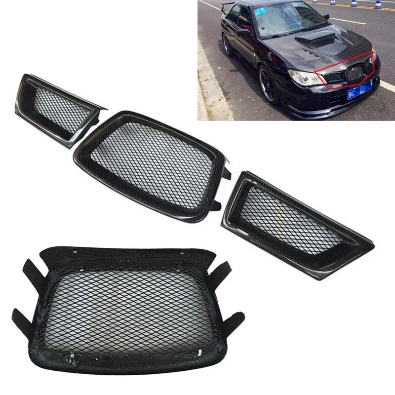 

3pcs/set Carbon Fiber Front Mesh Grille For Subaru Impreza WRX STi 9th 2006-2007