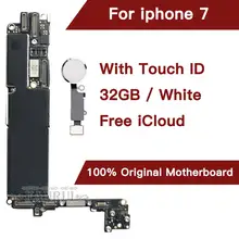 Полностью разблокированная для iphone 7 материнская плата с сенсорным ID, оригинальная для iphone 7 материнская плата с Бесплатный iCloud, 32 ГБ белая материнская плата