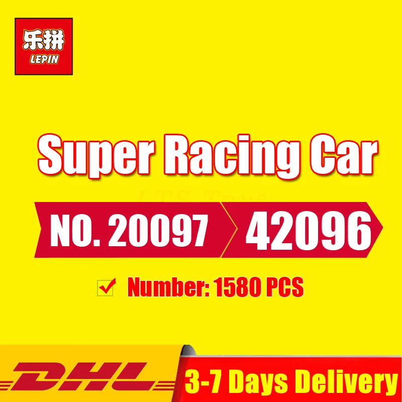 

Dhl Lepin 20097 1580pcs Technic White Super Racing Car Model Building Blocks Bricks Toys Gifts Compatible Legoinglys 42096