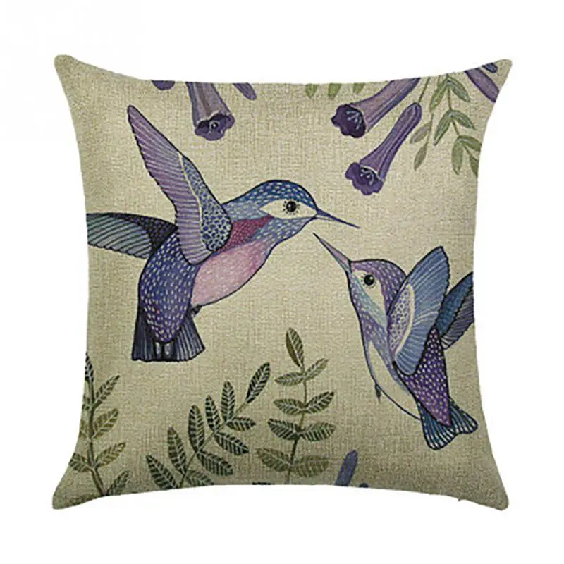 Lovely bird pattern cotton linen leaning cushion pillow cover-in Pillow