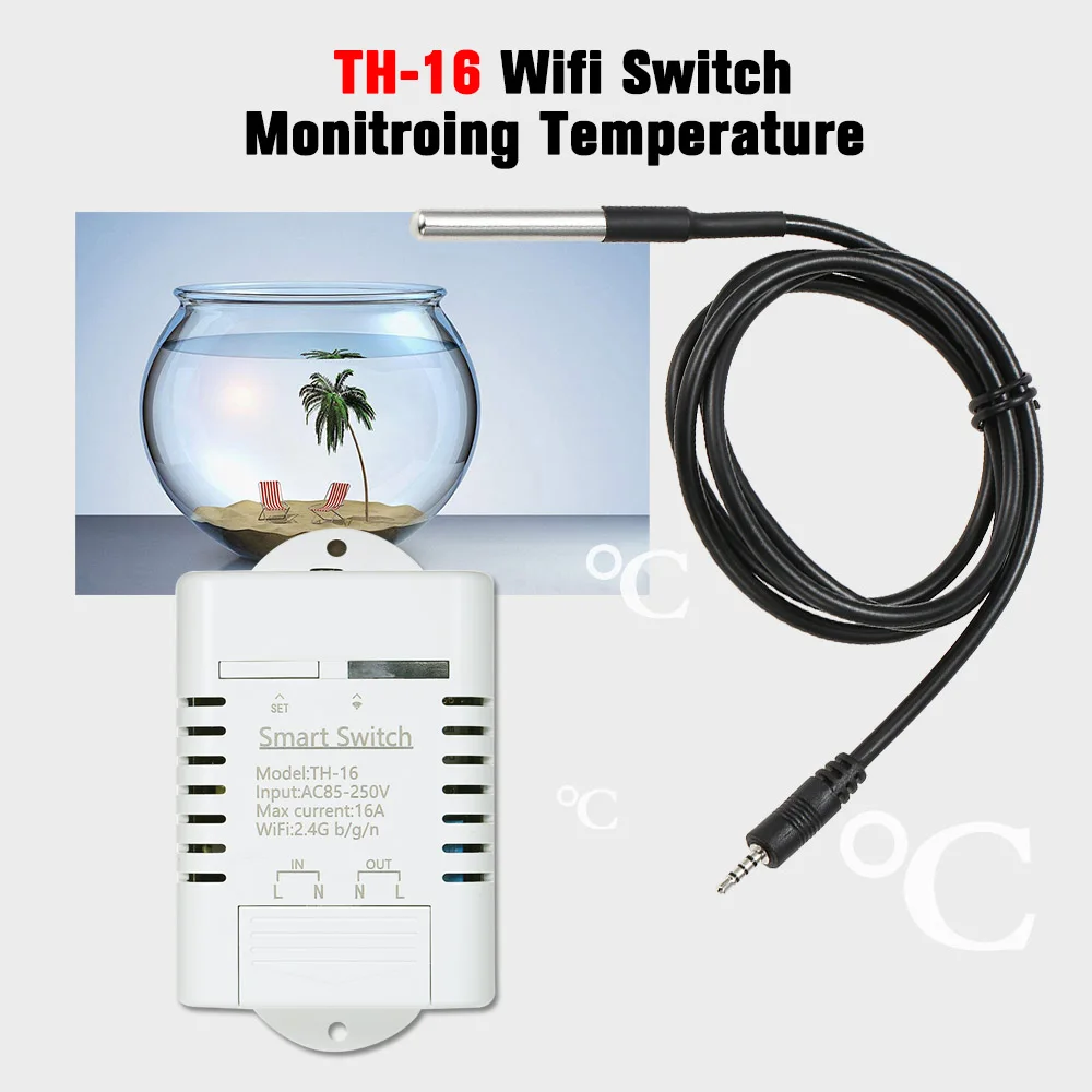 Умный Wi Fi переключатель eWeLink TH 16 с датчиком температуры DS18B20|Наборы для управления