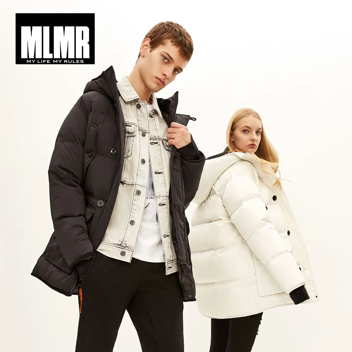 MLMR jackjones Средний стиль черный и белый Уличная мода на открытом воздухе Зимний