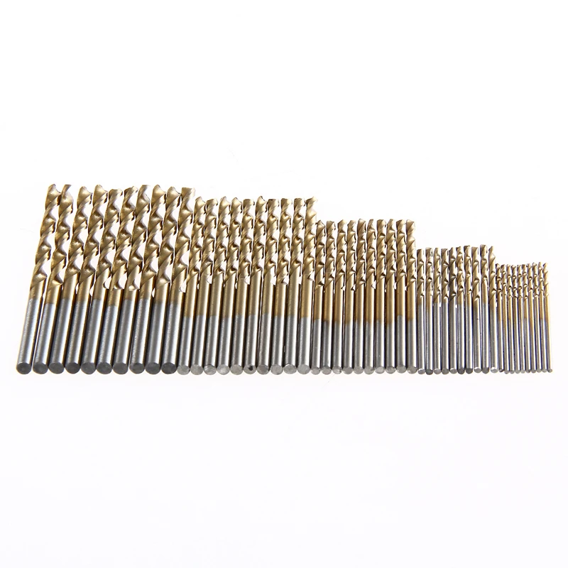50pcs Titanium Coated HSS High Speed Steel Drill Bit Set Tool 1/1.5/2/2.5/3mm