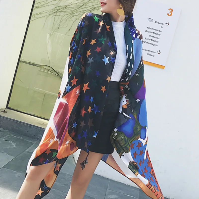 

Stars shawl beach wear Long cover ups swimsuit Fashion beach cover up lovely scarf for women 2019 summer Animal print