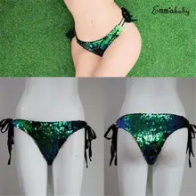 Сексуальные Купальники зеленые женские зеленые блестки Traingle трусики бандажные трусики бикини стринги Купальный костюм стринги бикини