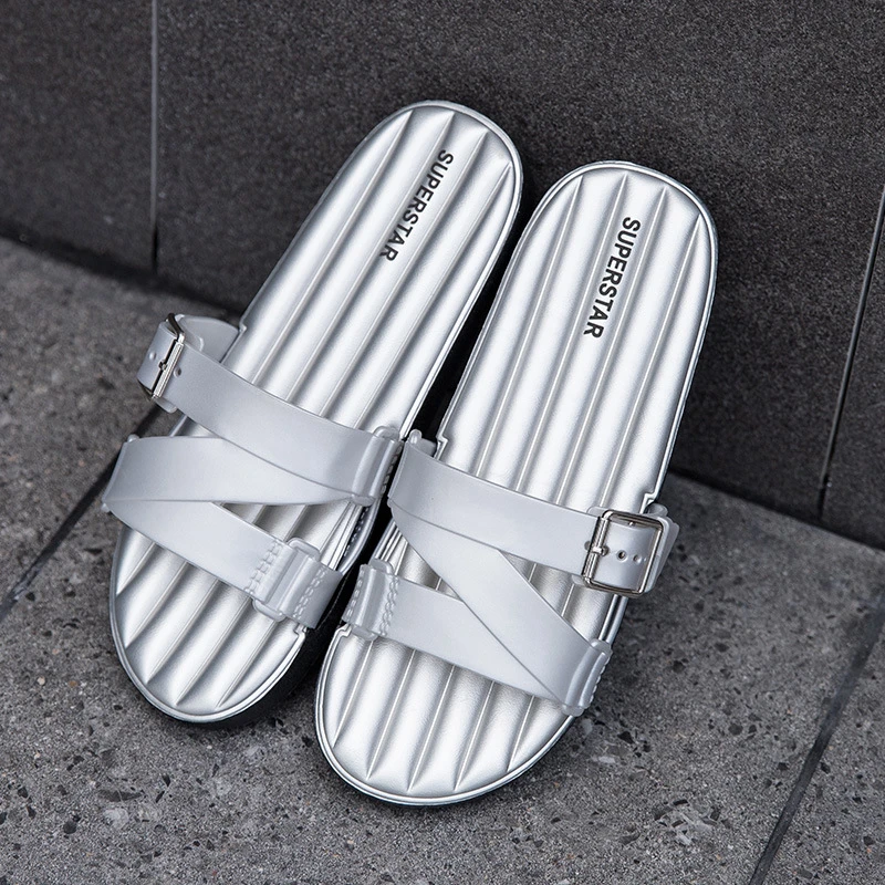 

womens Slippers Ladies Flipflops slides Scarpe Donna jelly flats Gold House female sliders shoes Zapatos Mujer H Sandals