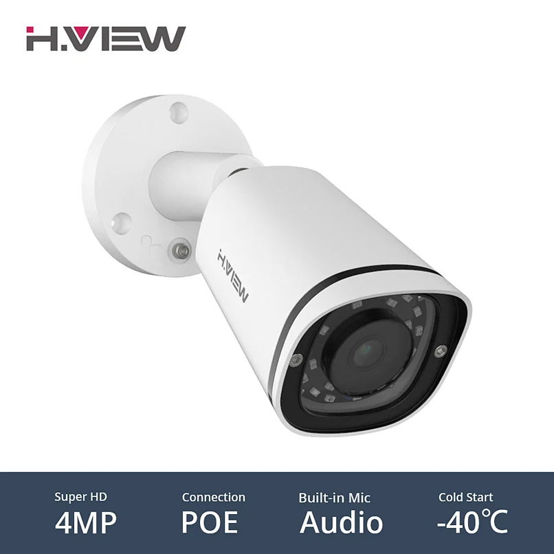  H.VIEW 4mp IP Camera Outdoor Nas IP Cameras Onvif/PoE Camera 4mp PoE Cameras Audio/Outdoor Smart IR - 32974008109