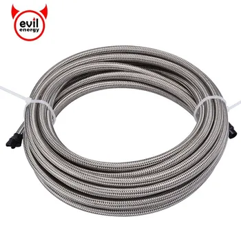 

evil energy AN3 AN4 AN6 AN8 AN10 5M Fuel Line PTFE Stainless Steel Braided PTFE Brake Hose Line Racing Oil Cooler Hose Silver