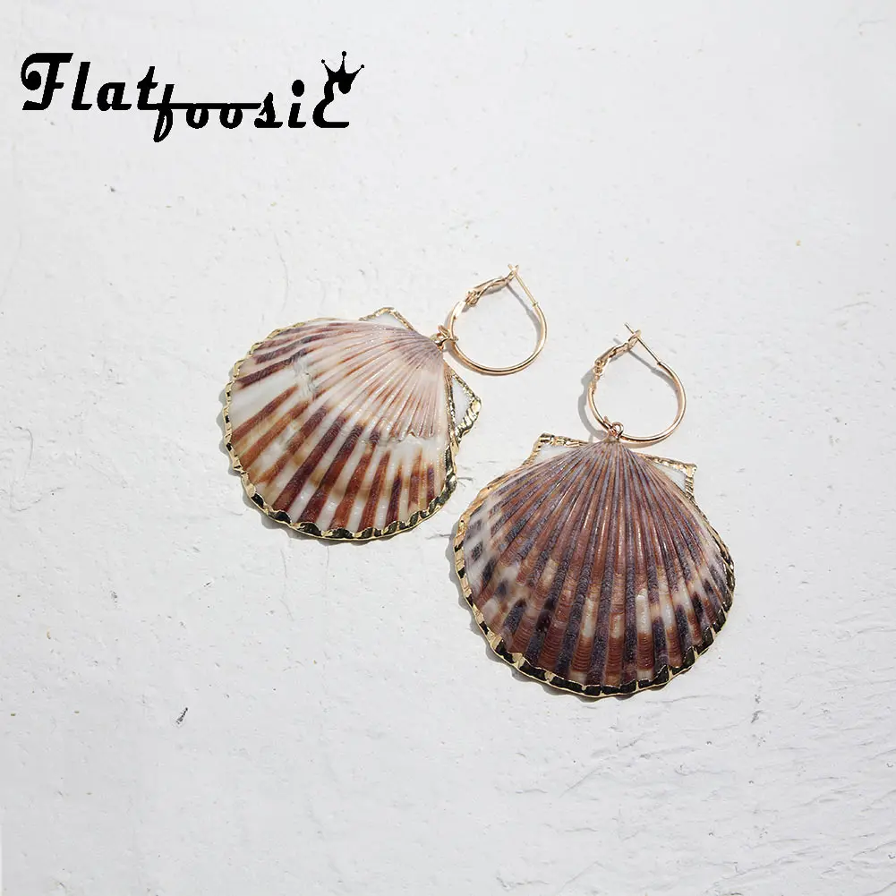 

Flatfoosie 2019 Boho Shell Dangle Earrings For Women ZA Statement Summer Beach Pearl Long Drop Earring Party Fashion New Jewelry