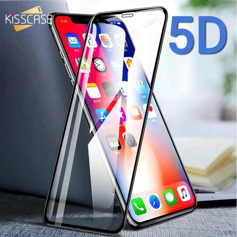 KISSCASE 5D закаленное стекло для iPhone 6 S 7 8 Plus ультратонкий протектор экрана X XS XR Max