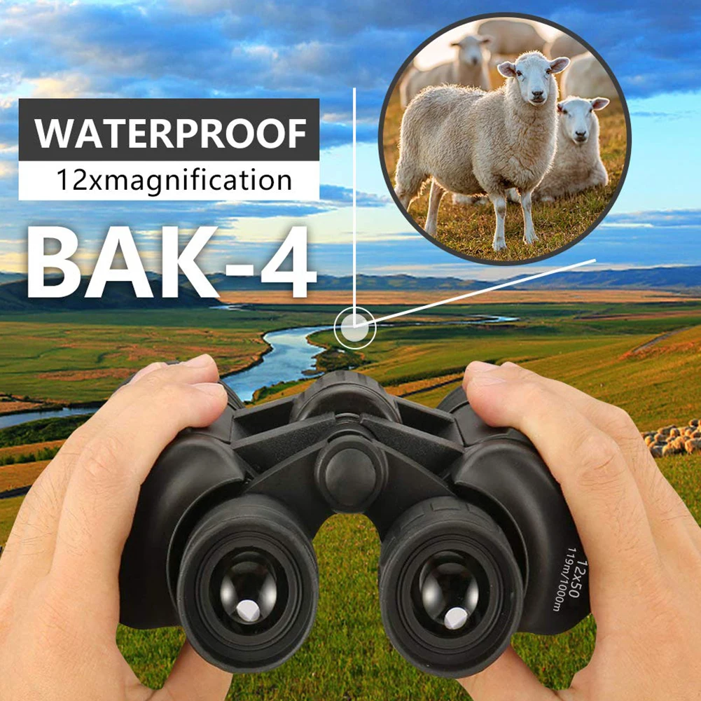 

Magnifying Waterproof Binoculars Optical Camping Night Vision Compact 12x50 Travel Bird Watching Telescope Outdoor Durable