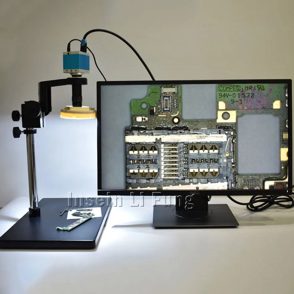  16MP HDMI USB HD Microscope Camera+High Working Distance Large Field of View 5X-100X C-mount Lens+L