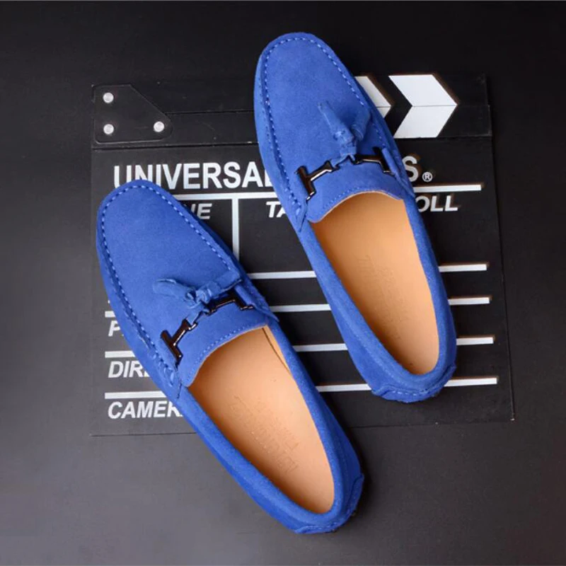 

Mens Casual Shoe Loafers Genuine Leather Shoes Men Big Size 46 Driving Boat Shoe Slip-on Men Loafers Suede Shoes Dress 2019 New