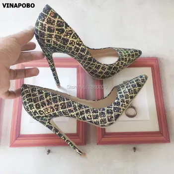 

Vinapobo Women Pumps Extrem Sexy High Heels Women Shoes Stiletto Heels Female Shoes Wedding Shoes Gold Black sequin Ladies Shoes