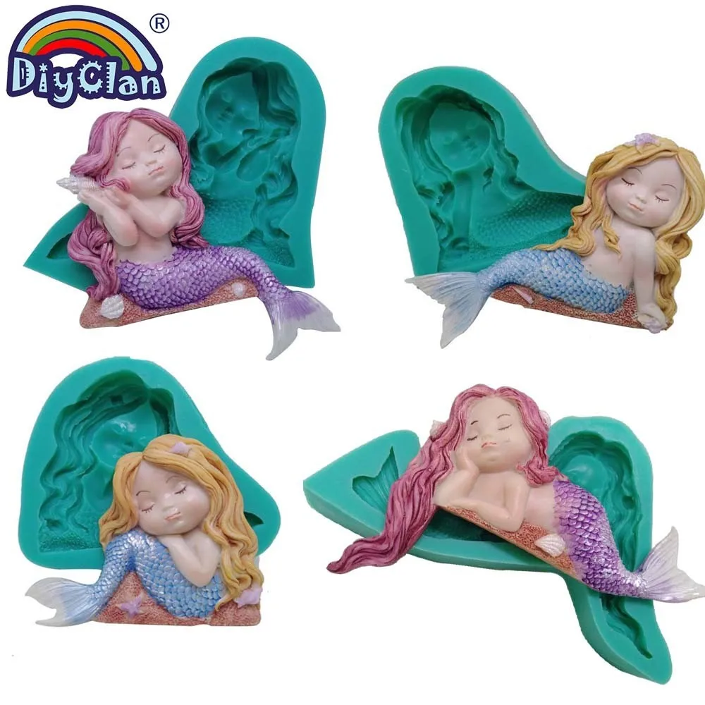 

Mermaid Silicone Molds Girls Cakes Decorating Form Sugarcraft Candle Mold Chocolate Candy Cake Decoration Tools For Kichen