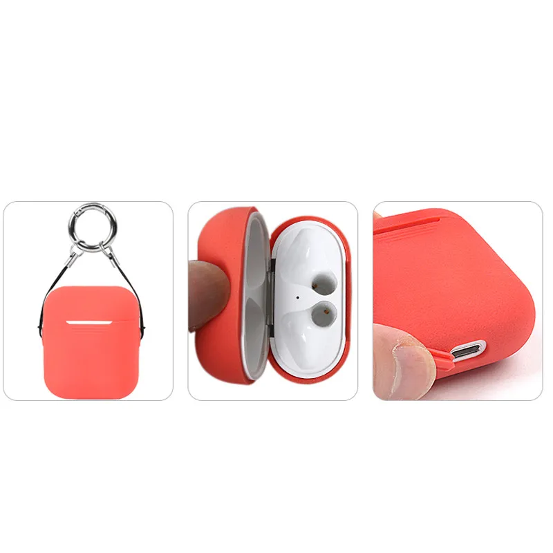 

DOITOP Matte Silicone Protector Case For Apple Airpods Shockproof Cases With Anti-lost Rope Hook Tough Case For Apple Airpods