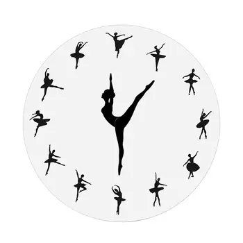 

1PC Fashion Durable Modern Simple Black and White Charming Ballerina Wall Clock for Bedroom Home Living Room Wall Decoration