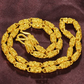 

Delicate Vietnam Alluvial Gold Hollow Dragon Post Charms Necklace Fine Jewelry for Men