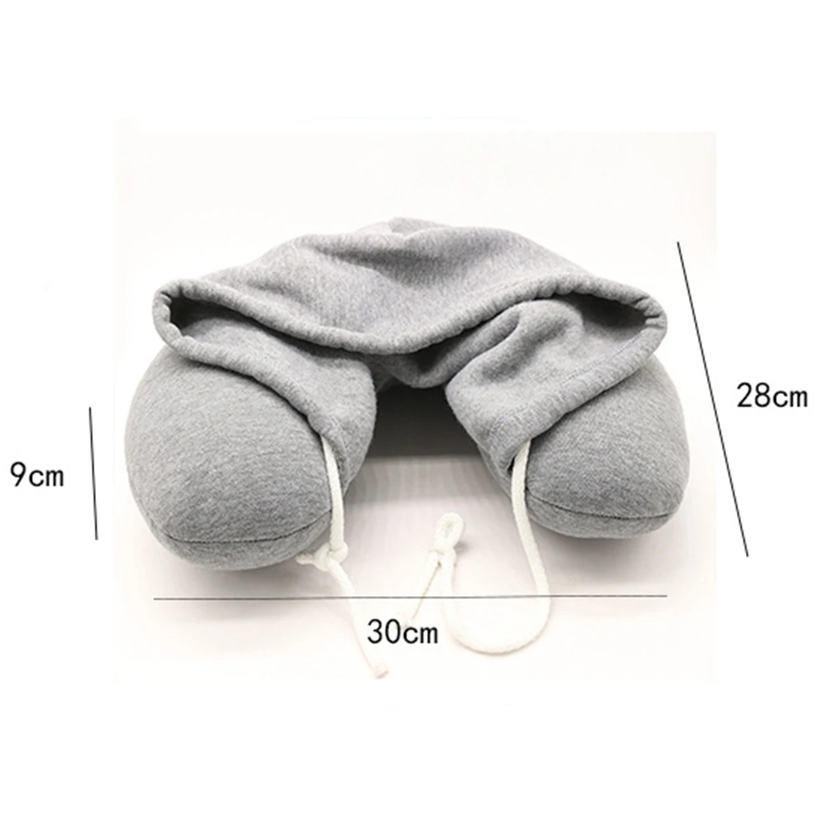 Nosii мягкая u-образная подушка для шеи с капюшоном из микрофибры, подушка для отдыха на шее со шнурком для путешествий