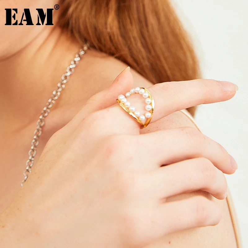 

WKOUD EAM Jewelry / 2019 New Fashion Temperament Imitation Pearl Decorative Ring Women's Accessories S#J15104