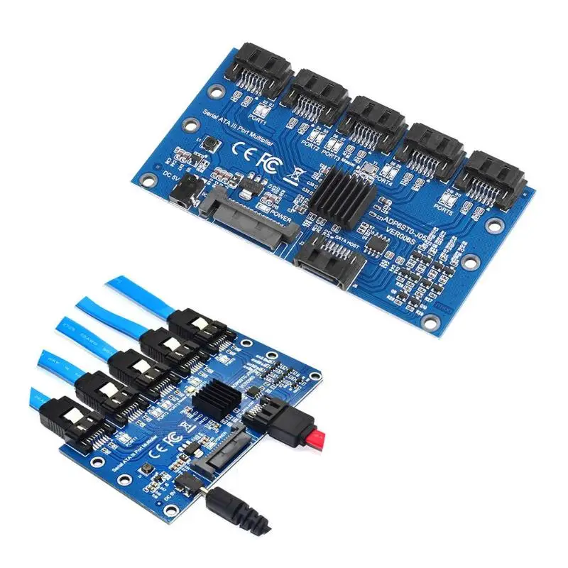  Tarjeta de expansión SATA 1 a 5 puertos Tarjeta de controlador SATA3.0 placa base SATA multiplicado