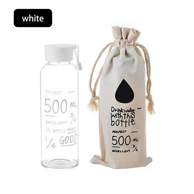 500 مللي الإبداعية طبقة واحدة زجاجات مياه من الزجاج في الهواء الطلق الرياضة الزجاج لطيف زجاجة الماء الأبيض/عودة مع غطاء مع حقيبة جديد 500 مللي الإبداعية طبقة واحدة زجاجات مياه من الزجاج في الهواء الطلق الرياضة الزجاج لطيف زجاجة الماء الأبيض/عودة مع غطاء مع حقيبة جديد