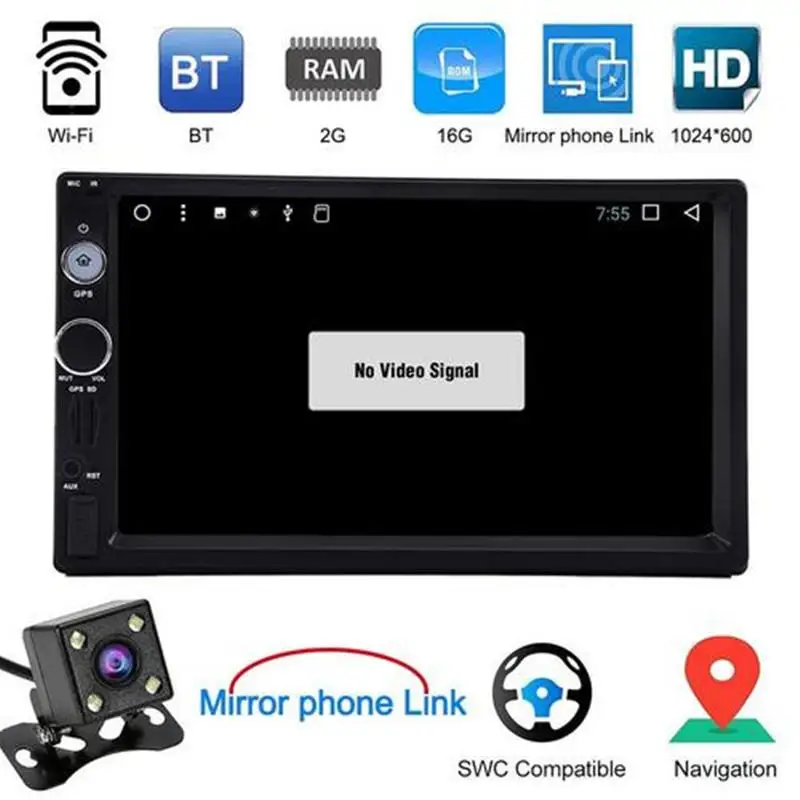 

Android 7.1 7 Inch Touch Screen Car Bluetooth Mp5 Player Built-in Wi-Fi Car Dual DIN AM FM RDS GPS Rear View Camera Input