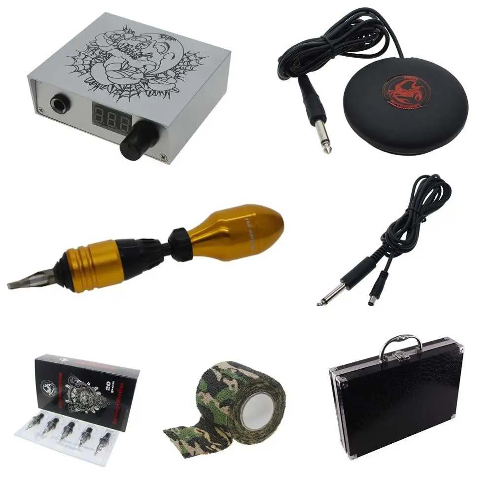 

Redscorpion Rotary Tattoo Machine Gun Kit with Digtal Tattoo Power Supply Needles Grip for Tattoo Supply RT004