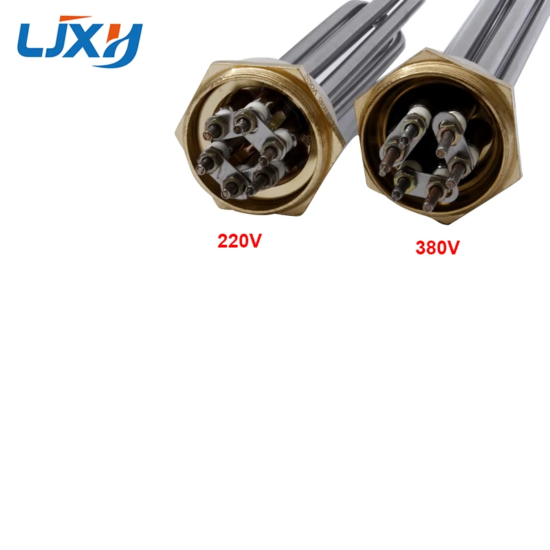 LJXH DN40 Immersion Water Heater Heating Tube 1.5" Thread 220V/380V Power 3KW/4.5KW/6KW/9KW/12KW 304SS with Locknut for Tank