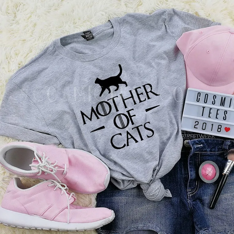 Mother of Cats T shirt Women Funny Cat Shirt Crazy Cat Lady Tops Cat
