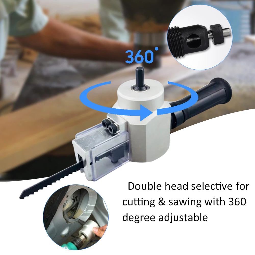 

Double Head Nibble Metal Cutting Sheet Nibbler Saw Cutter 360 Degree Adjustable Drill Attachment Power Tool Accessories