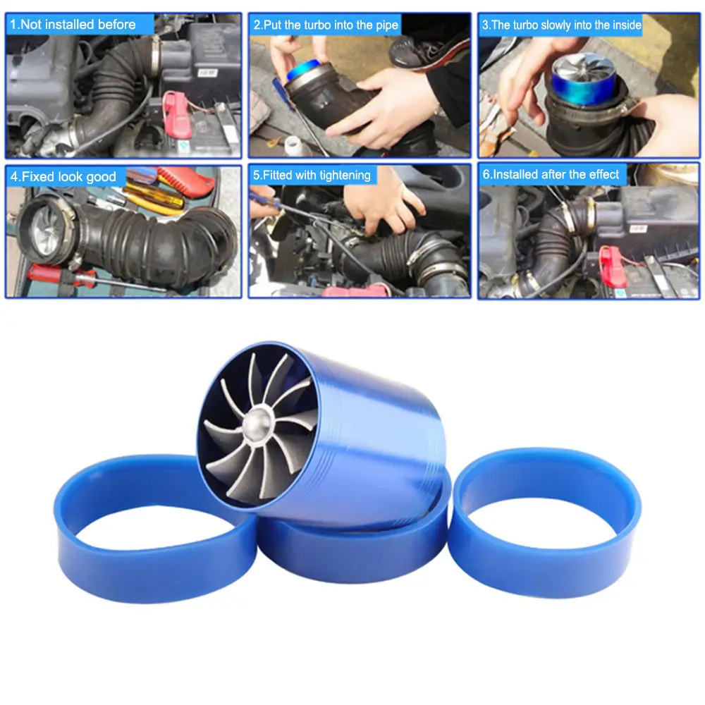 Car Repair Dual Turbo Air Intake Fan Supercharger Fuel Gas Saver Turbine | Автомобили и мотоциклы