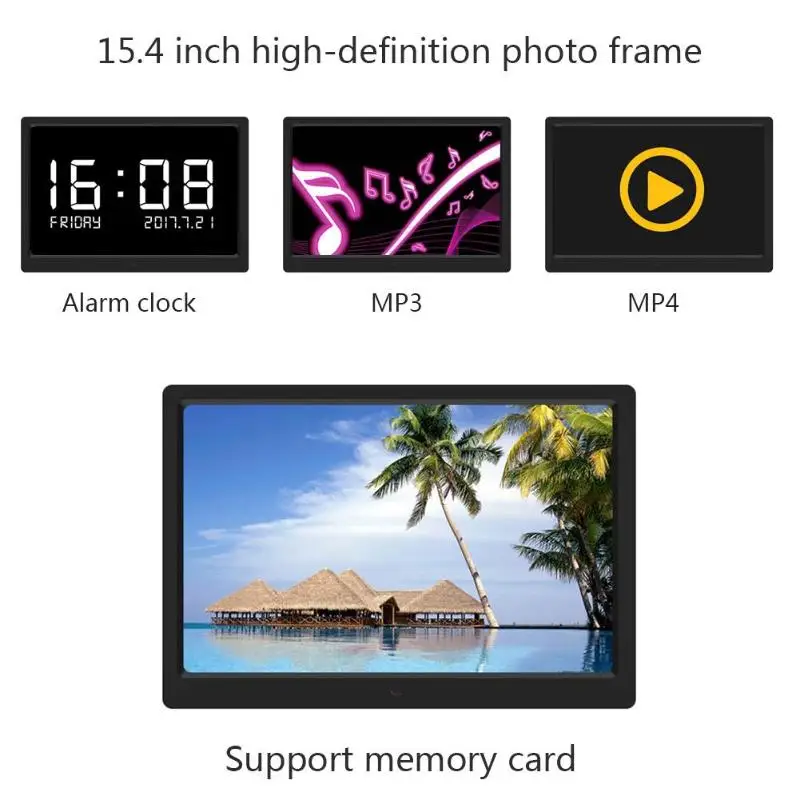 15,4 дюймовая цифровая фоторамка HD 1280x800 Сенсорный экран фоторамка MP3 MP4 видео плеер фоторамки календарь будильники