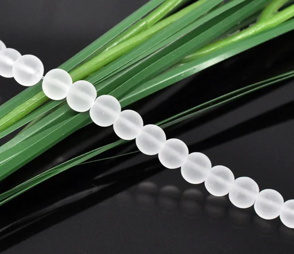 DoreenBeads 10 Strands White Round Frosted Glass Beads 6mm 30cm (B11259), yiwu