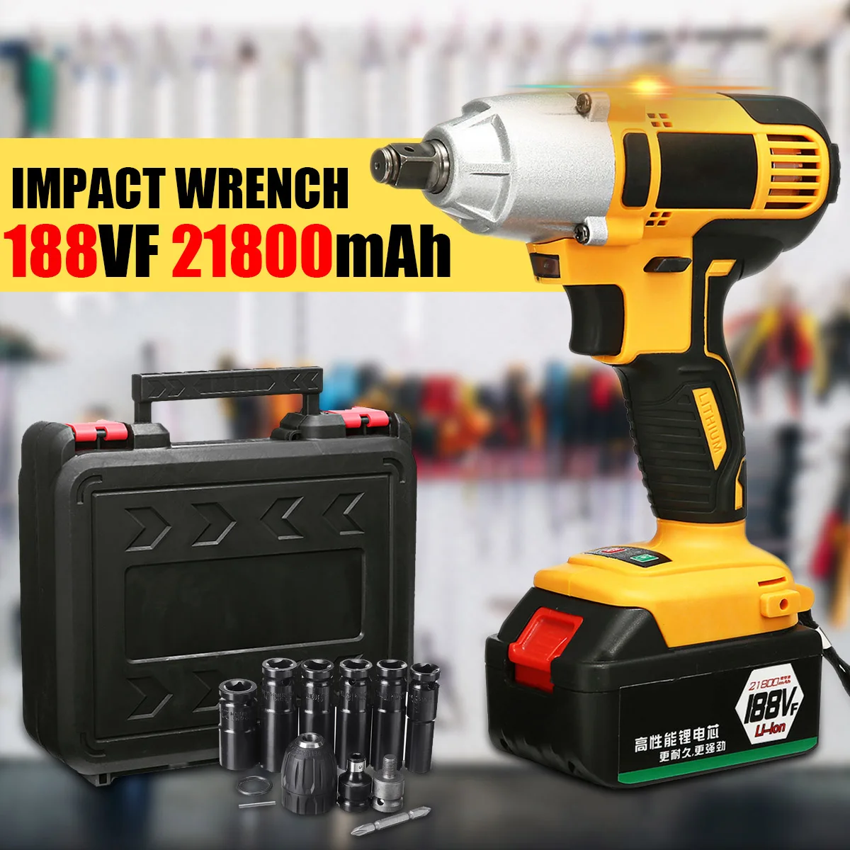 

Brushless Cordless Electric Impact Wrench Socket 1/2'' LED Light Li-on Battery 21800mAh Hand Drill Installation Power Tools