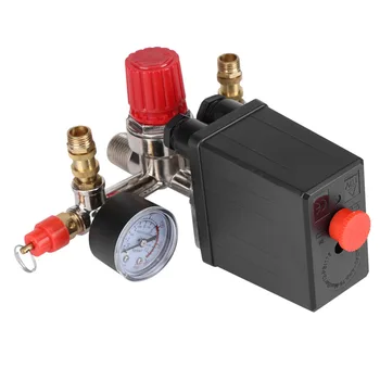 

AC 230V 2 Phase 1 Port Pressure Control Switch Valve Air Compressor Pump Control Switch With 2 Press Gauges 0-180 PSI