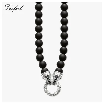 

Beads Necklace Carrier 10mm Obsidian, Fashion 925 Sterling Silver Jewelry European Punk Gift For Mens Women Boy Girls 2018 New