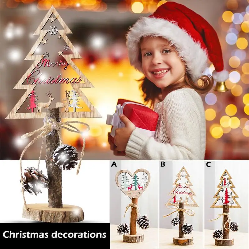 

2020 New Wooden Mini Christmas Tree Desktop Ornaments Merry Christmas Party Decor Kerst Decoratie Natale Decorazioni Xmas Trees