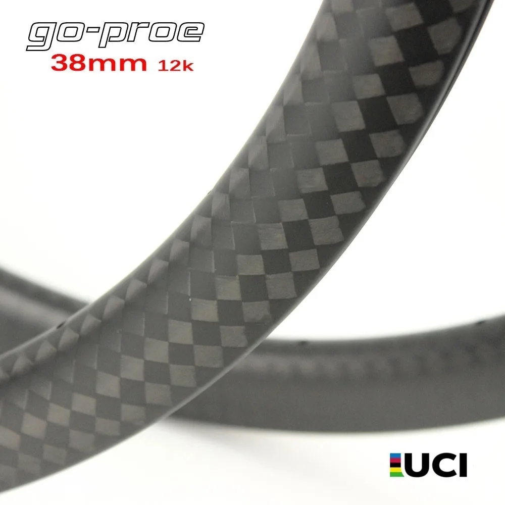 Discount Disc Brake 700c Carbon Fiber Road Rim 12k Matte Tubular Clincher Tubeless  25mm Or 27mm Width Customized 30/47/50/60/88mm 3