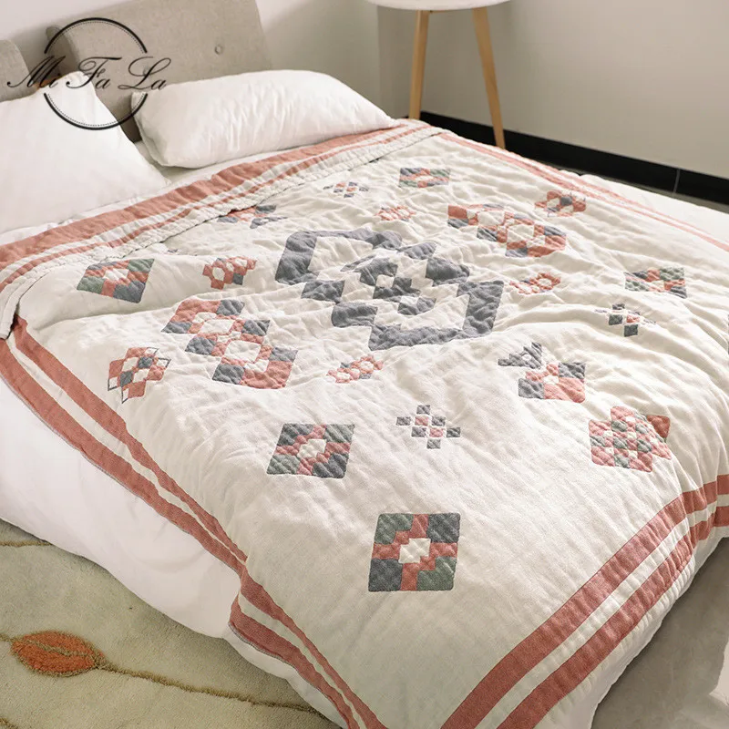 Мандала кондиционер лето Стёганое одеяло диван в японском стиле покрывало на кровать Одеяло 4 слойные, хлопковое Марлевое полотенце путешествия пледы Покрывало MQ2
