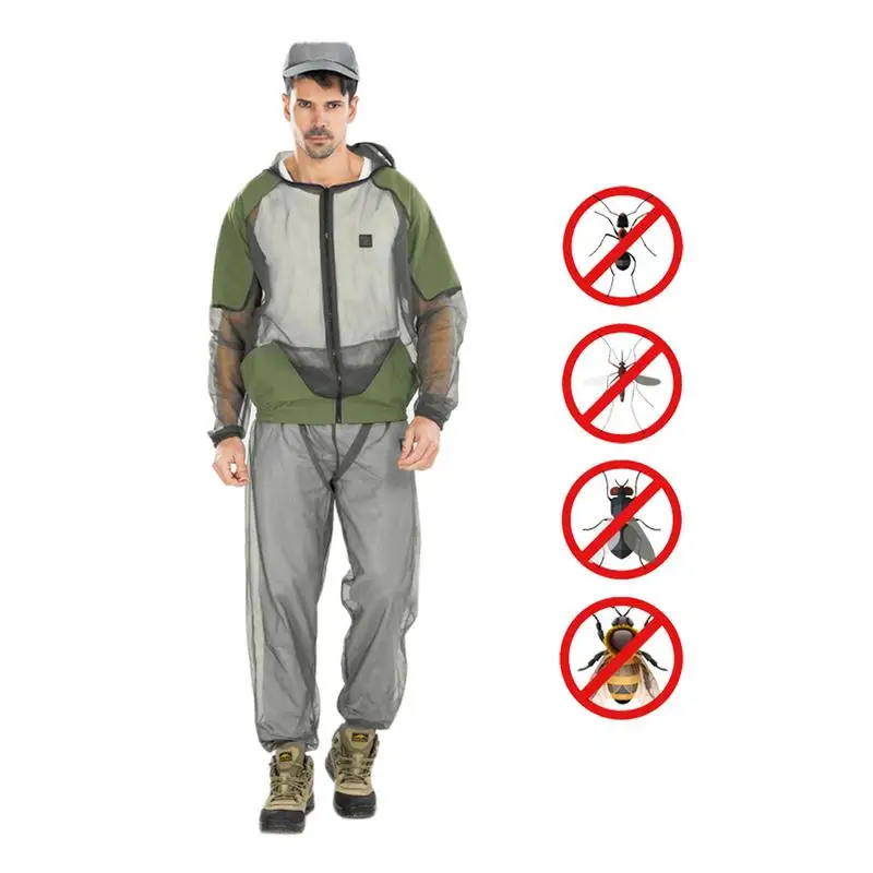 

Outdoor Mosquito Repellent Suit Bug Jacket Mesh Hooded Suits Fishing Hunting Camping Jacket Protective Mesh Fishing Clothes