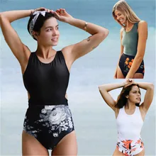 Цветочный цельный купальник женский сексуальный купальник купальники бодисьют молния купальный костюм монокини купальник черный XXL