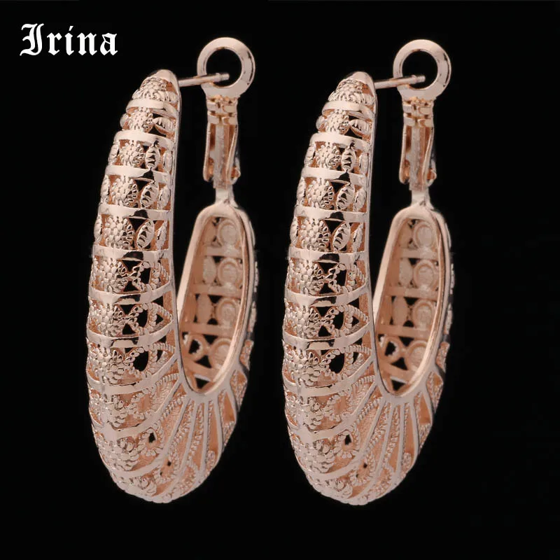 

Irina Creative Personality Vintage Oversize Design Rose Gold Earring for Woman Metal Hoop Earrings pendientes mujer moda