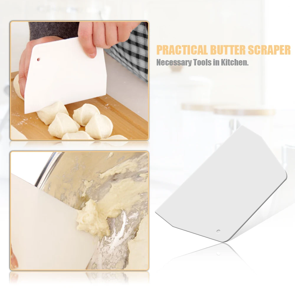 

FACEMILE Kitchen Baking Butter Scraper Dough Scraper Cutter Smooth Cake Spatula Baking Pastry Tool Knife Dough Cutter Cake Tool