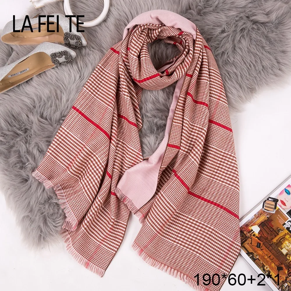  Winter Cashmere Scarf Women Neck Scarves Plaid Shawls Foulard Femme Poncho Blanket Stoles Bandana H