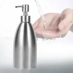 Кухня Ванная комната Нержавеющая сталь 500 мл жидкое мыло бутылка-дозатор для лосьона серебро